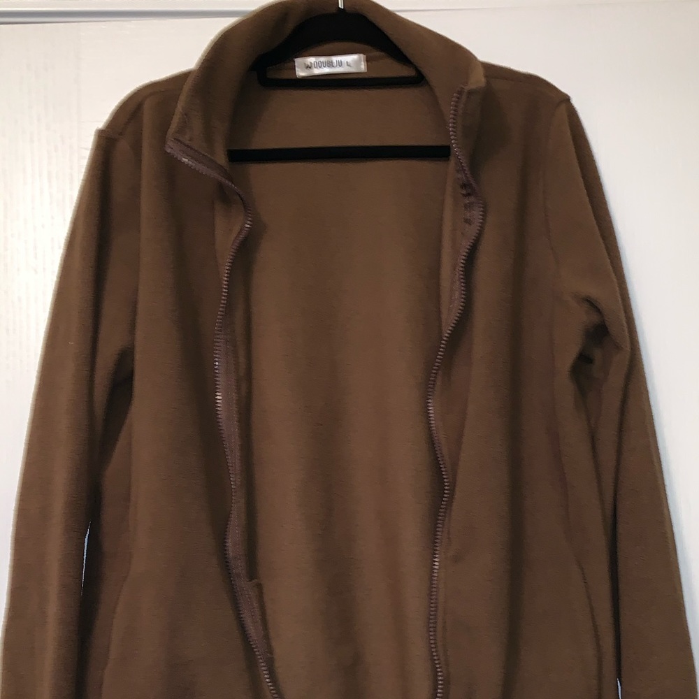 BROWN FLEECE ZIP UP JACKET